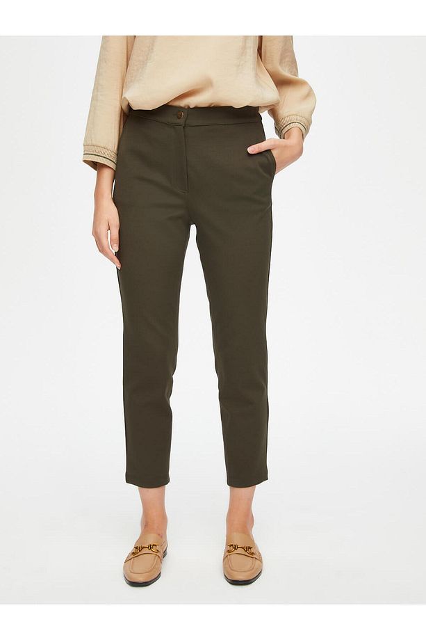 Önü Dikişli Slım Fit Diagonal Doku Örme Pantolon 69485 - 4