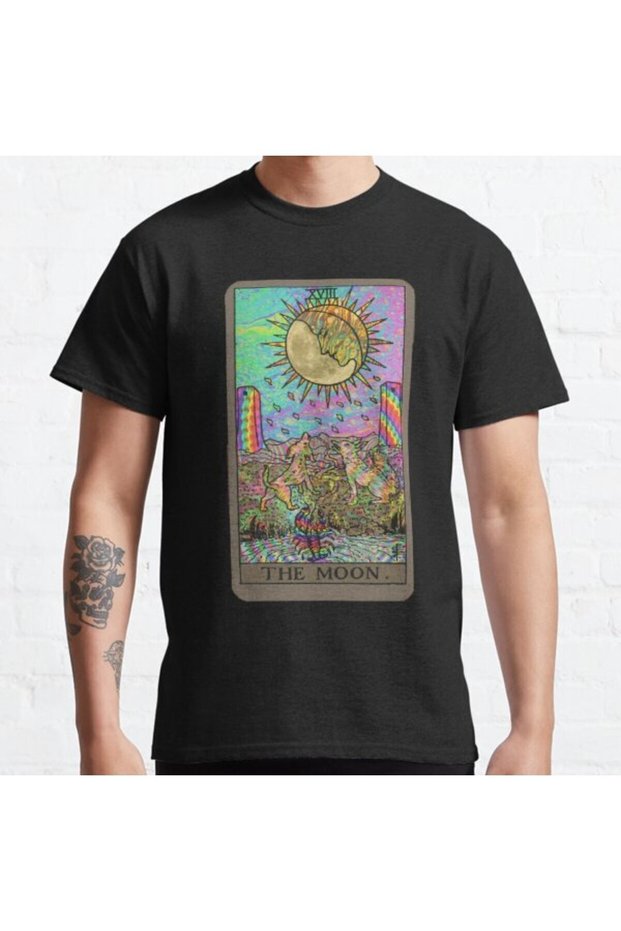 Loose Fit Unisex Psychadelic Tarot- The Moon Design Printed T-shirt