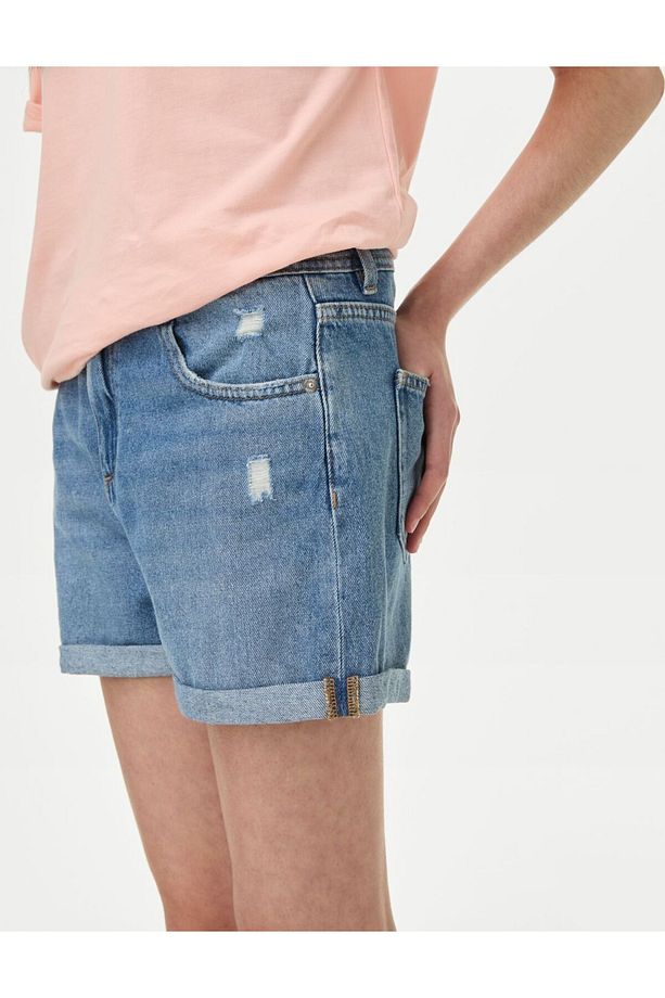 Saf Pamuklu Regular Fit Denim Şort (6-16 Yaş) - 2