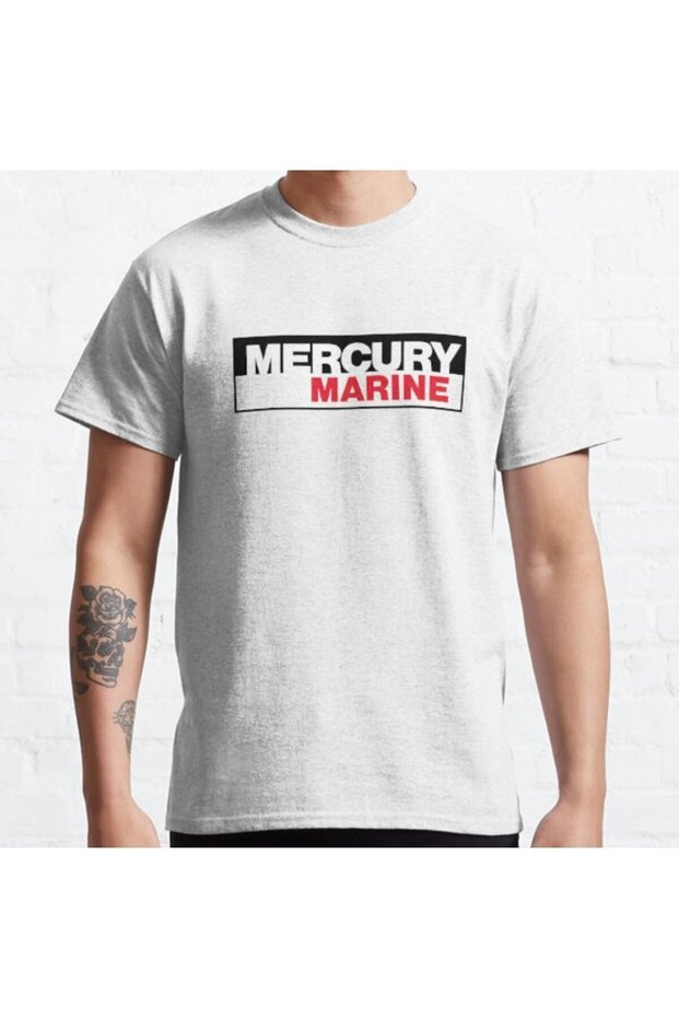 Loose Fit Unisex 80's Classic Kiekhaefer Mercury Marine Outboards Logo Design Printed T-shirt