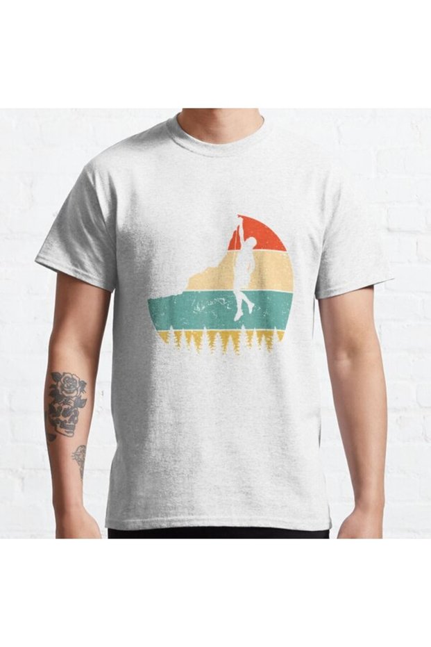Loose Fit Unisex Rock Climbing Mountain Climber Rock Climbing Climber Mountain Printed T-shirt