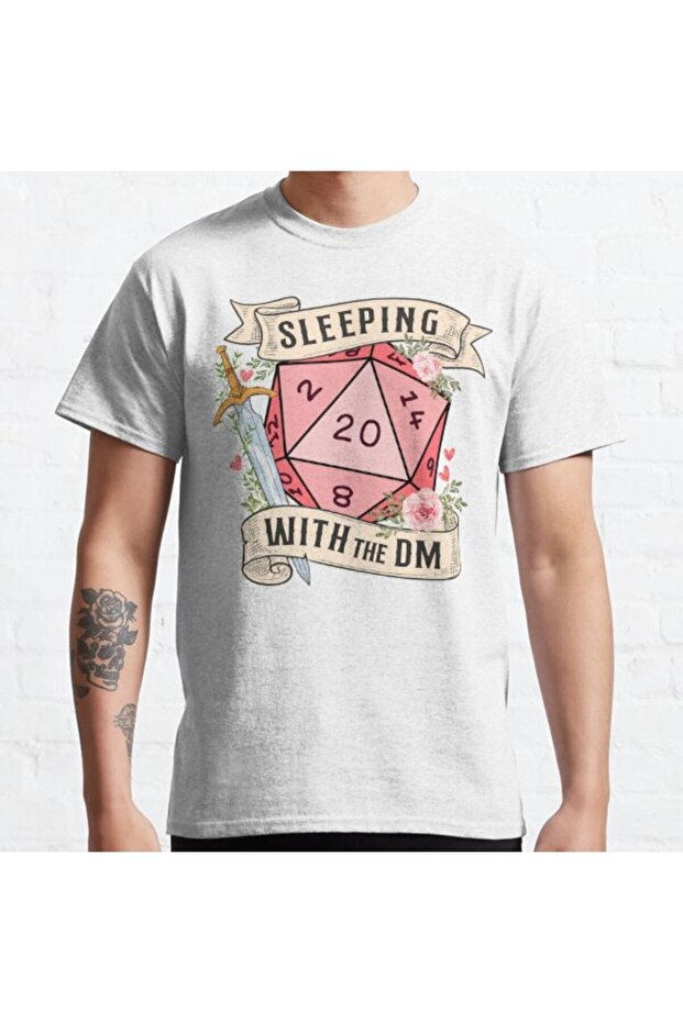 Loose Fit Unisex Sleeping With The Dm: Dungeon Master Girlfriend And Sword Design Printed T-shirt