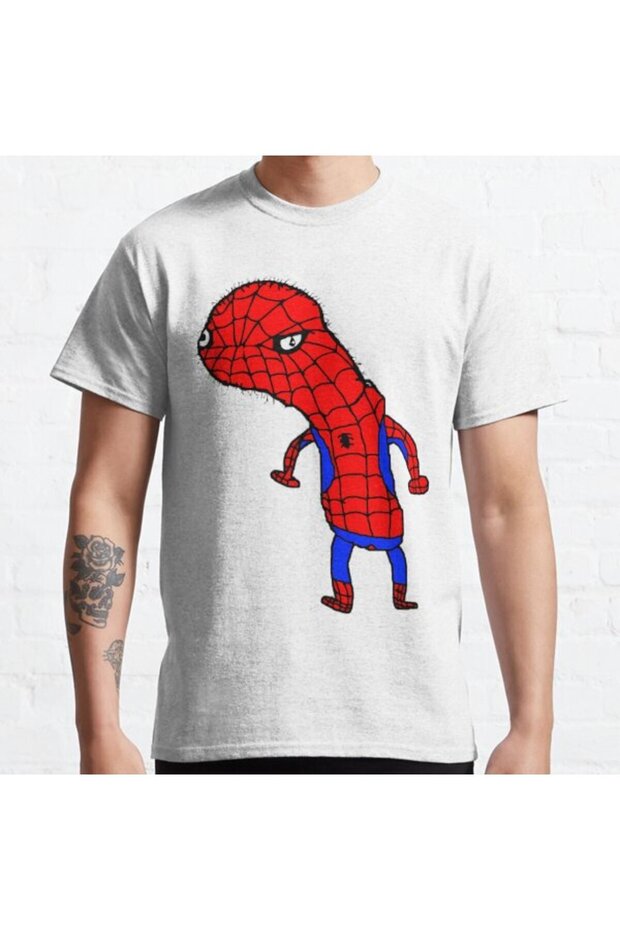 Loose Fit Unisex Spoderman Meme Design Printed T-shirt
