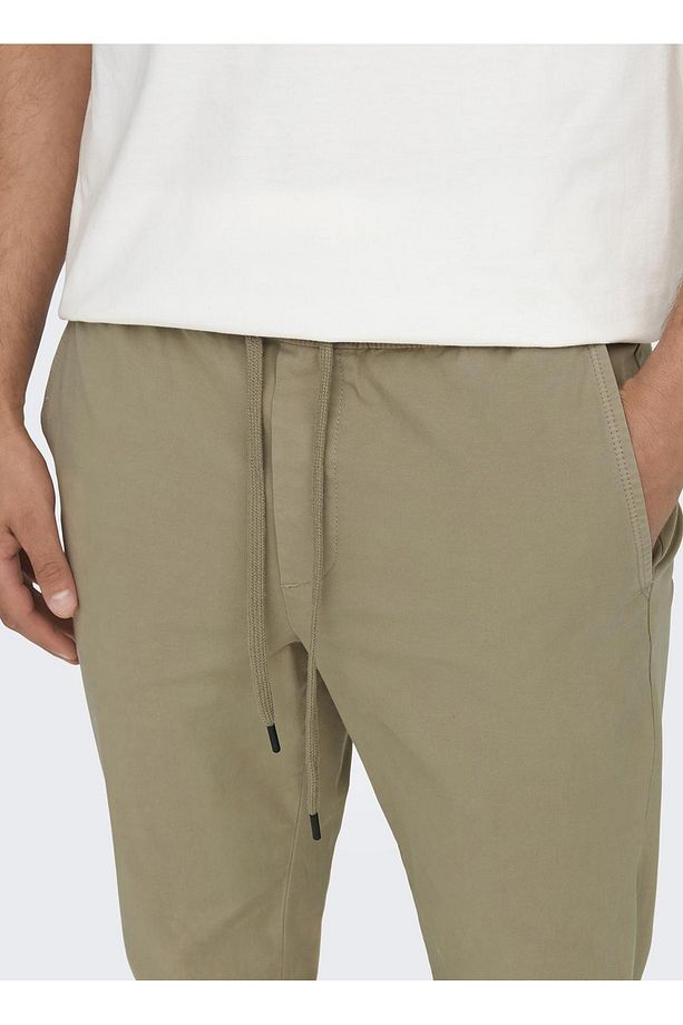 Yüksek Bel Normal Açık Kahve Erkek Chino Pantolon ONSLINUS TAPER 0183 PANT NOOS - 5