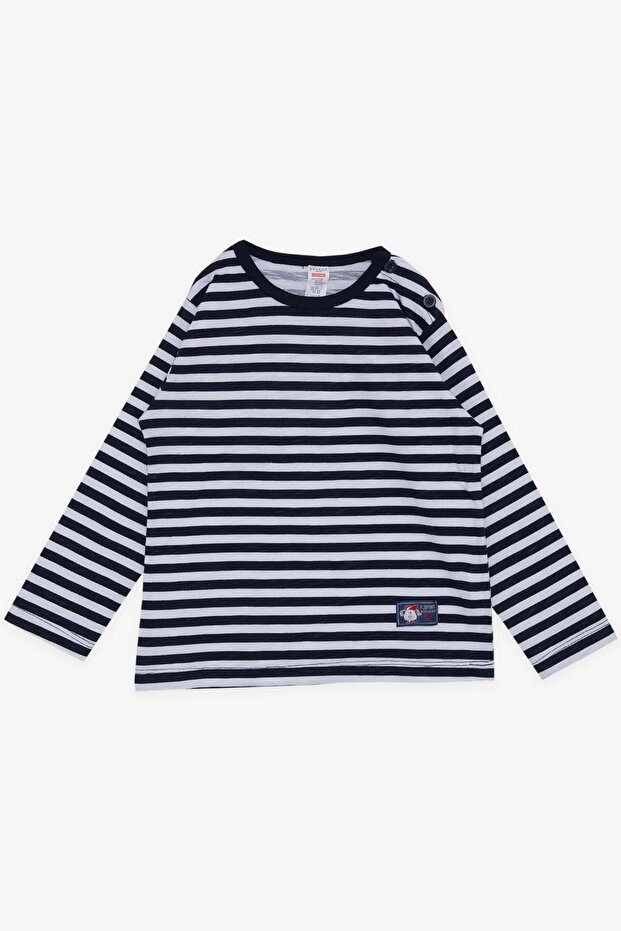 Navy Blue Baby Boy T-Shirt - Long Sleeve, Patted Hat, Puppy Print, 9 Months-3 Years