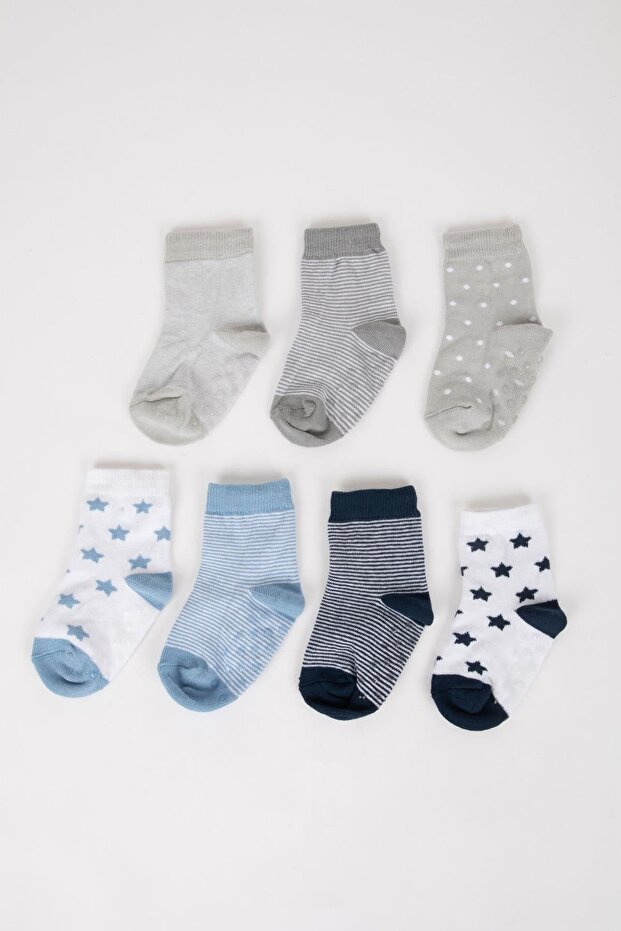 Erkek Bebek Dikişsiz 7'li Pamuklu Uzun Çorap C9107a5ns - 1