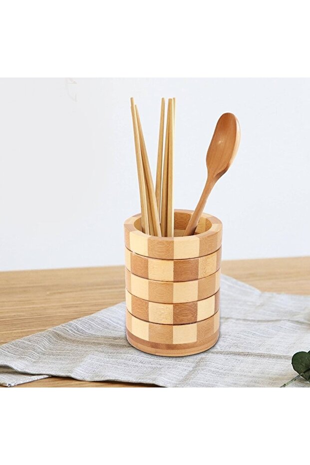 Checkered Wooden - Spoon Holder Kap-156