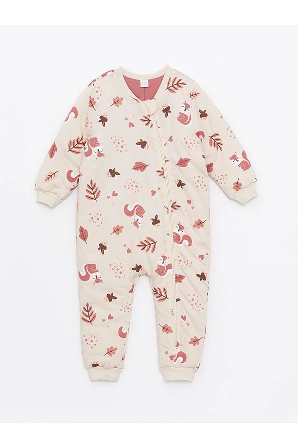 LCW baby Bej Baskılı 2.5 Tog Elyaflı Kız Bebek Uyku Tulumu - 1