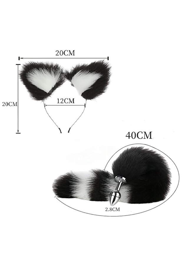 Siyah-Beyaz Fox Tail Plug Seti - 2