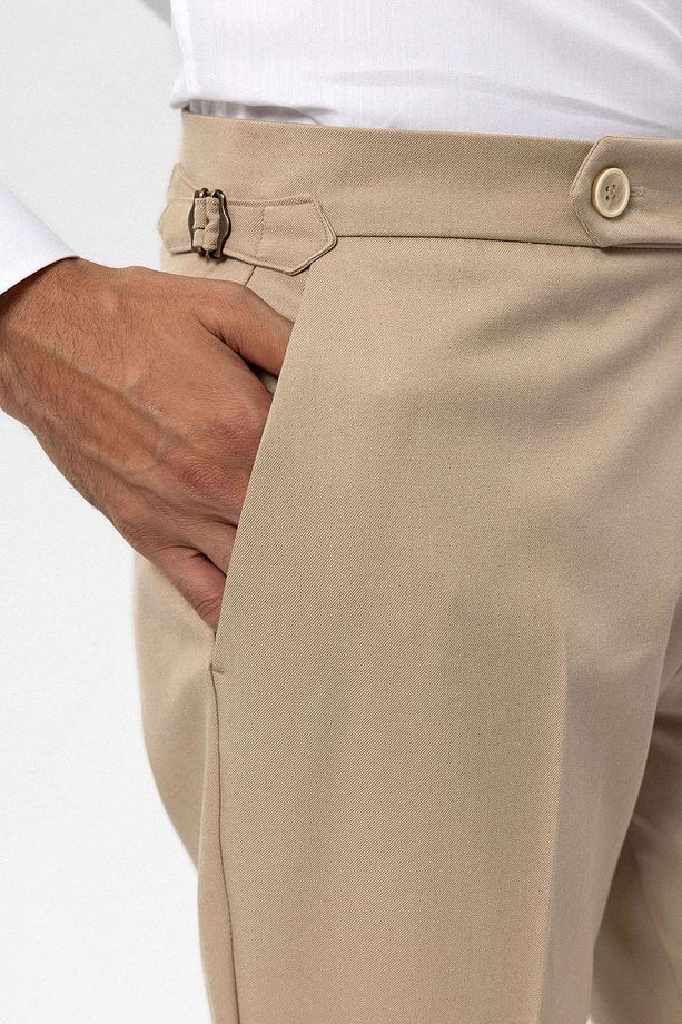 Bej Yüksek Bel Regular Fit Erkek Pantolon - 5