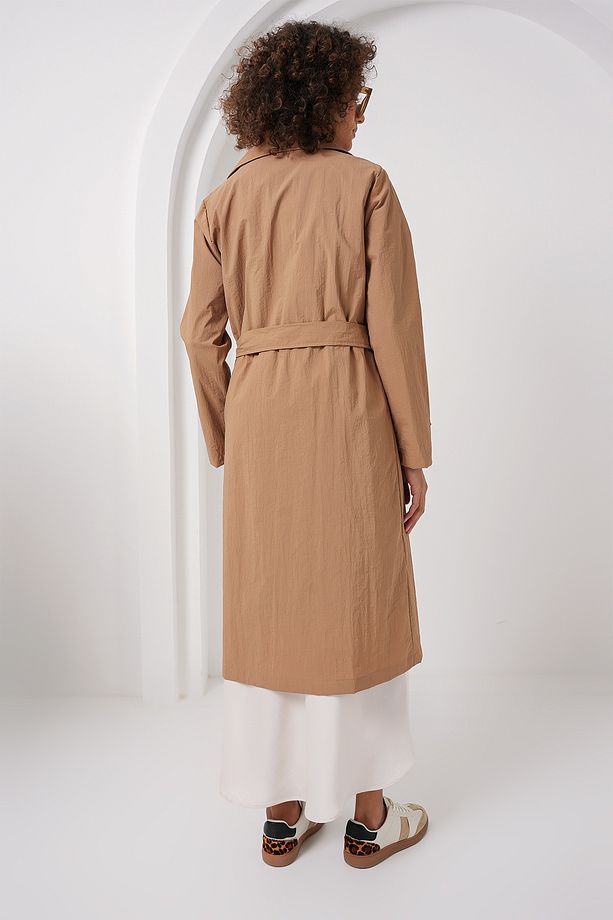 5938 Kruvaze Yaka Trençkot - Camel - 6