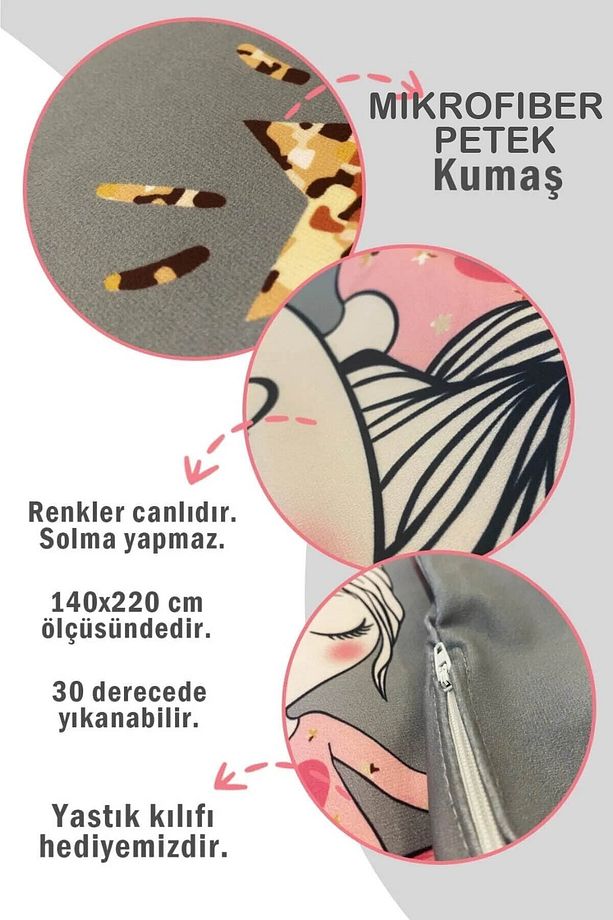Kırmızı Güller  Desenli Dijital Baskılı Tek Kişilik ve Çocuk Yatak Örtüsü ve Yastık Kılıfı - 4