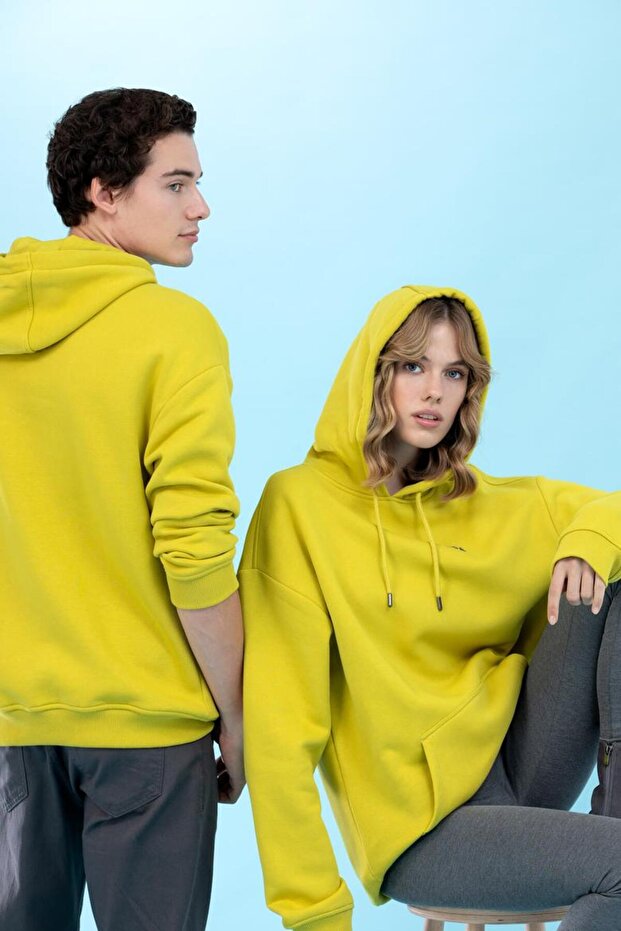 Kapüşonlu Unisex Oversize Basic Sweatshirt - 2