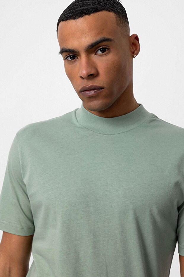 Mint Slim Fit Basic T-Shirt - 4