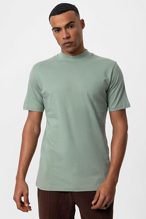 Mint Slim Fit Basic T-Shirt - 3