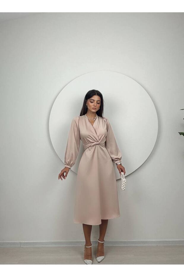 TARROW Midi Saten Elbise - 1