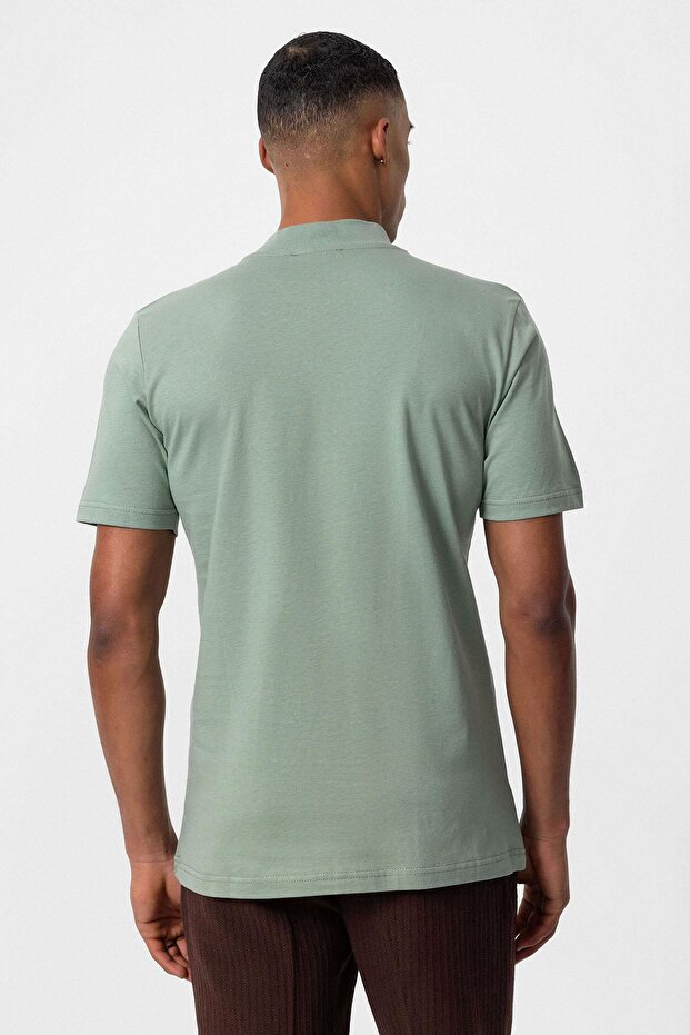 Mint Slim Fit Basic T-Shirt - 5