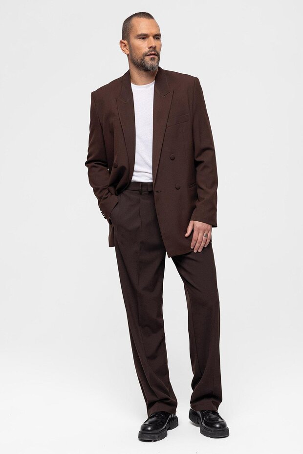 Kahve Kruvaze Ceket - 1