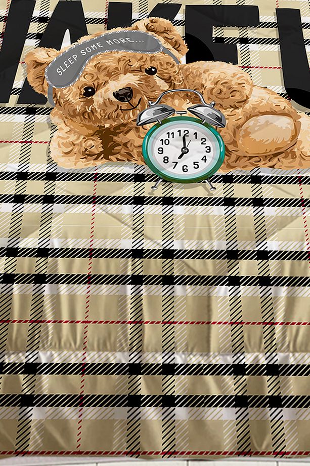 Uyuyan Ayı Teddy Desenli Erkek Çocuk Tek Kişilik Kapitoneli Yorgan Kılıfı Uyku Seti - 3