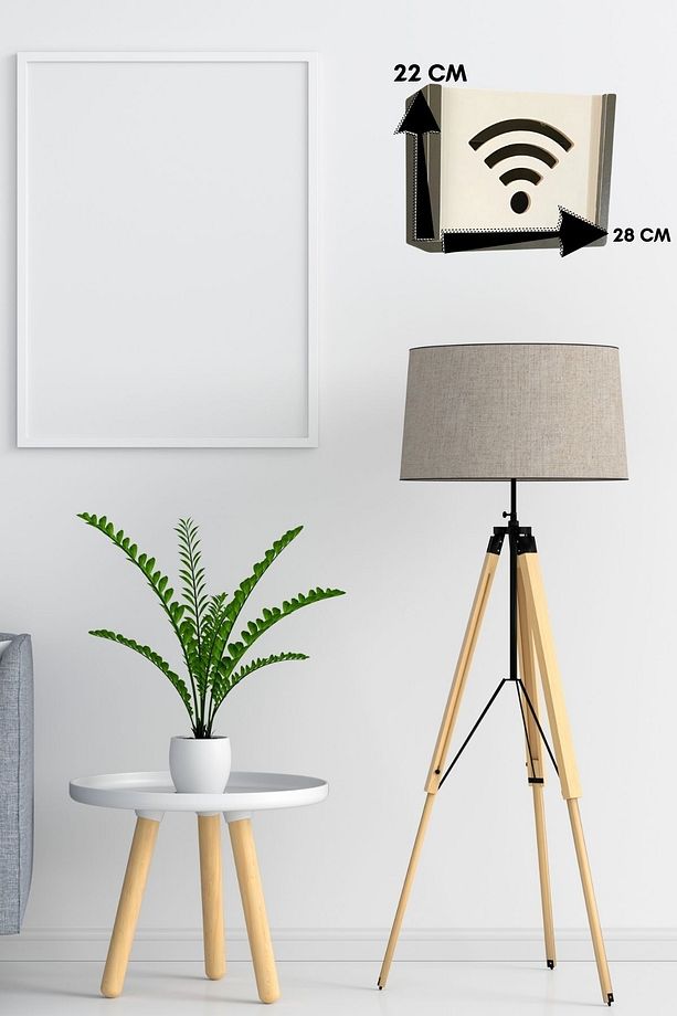 Modem Saklama Kutusu Wifi Kutusu Dekoratif Mdf Uzunluk (22CM) Genişlik (28CM) Derinlik (12CM) - 5