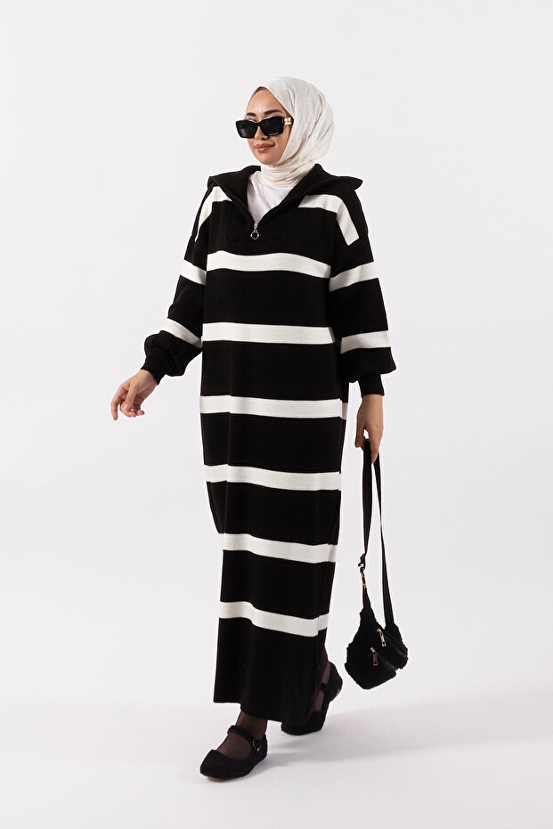 Liney Triko Elbise Siyah - 2