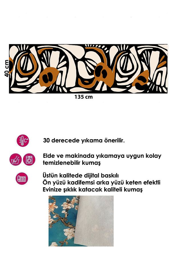 Kaliteli Kumaş, Canlı Renkler Runner Ve 4 Adet Kırlent Kılıfı Takımı - 3