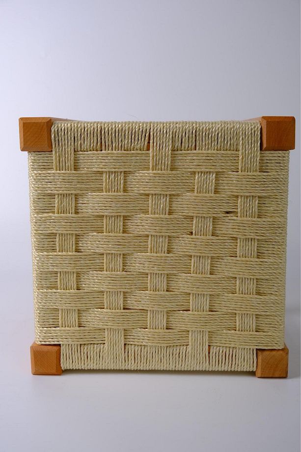 Ahşap Hasır Örgülü Tabure Mutfak/Balkon/Piknik Masa Taburesi 45 cm - 4
