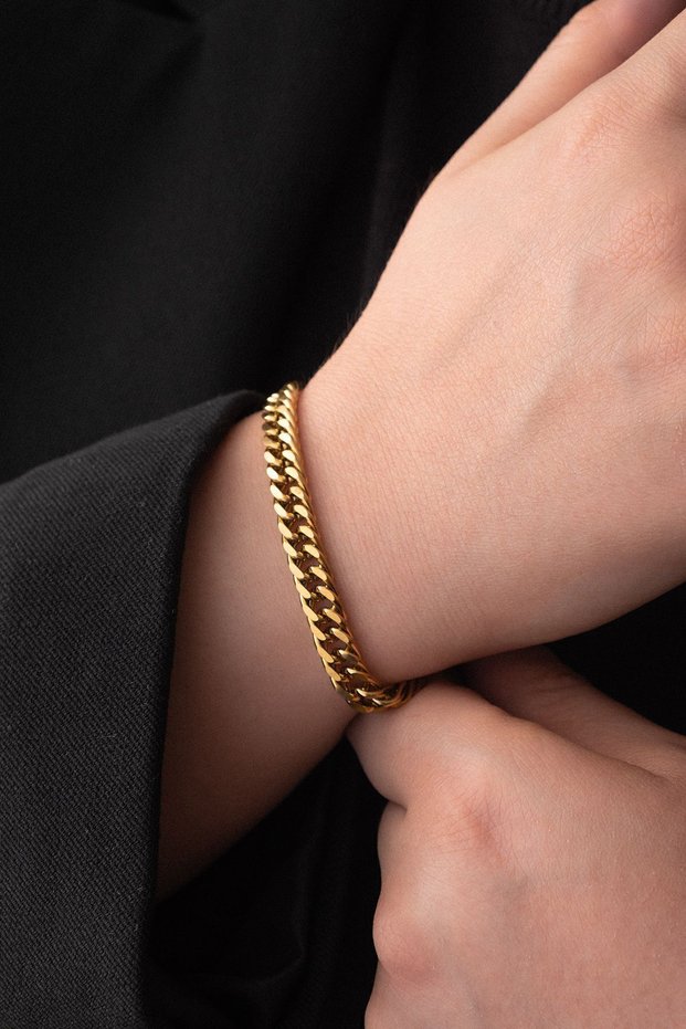 Steel Almak Gourmet Chain Bracelet Miami Big Cuban Bracelet 6mm Non-Tarnish 17Cm+4Cm&21Cm