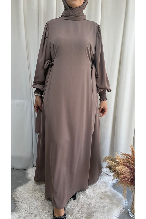 Model İnci Yan Bağcıklı Tesettür Elbise - 2