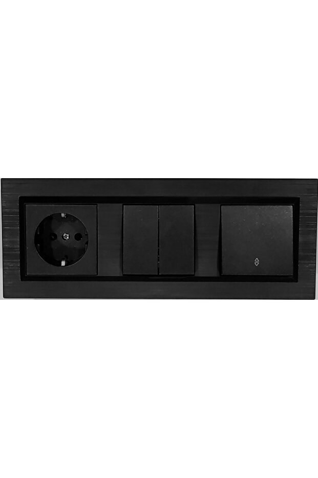 مقبس Ovivo Quantum Black Grounded Vaviyen Commutator (مفتاح مزدوج) مجموعة من 3 قطع