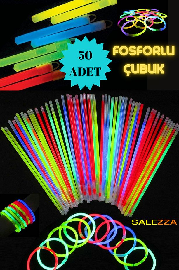 Fosforlu Çubuk , Karanlıkta Parlayan Neon Çubuk , Parti Çubuğu (50 ADET) Koza Gift - 2