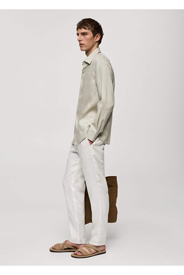 %100 keten regular kesim gömlek - 7