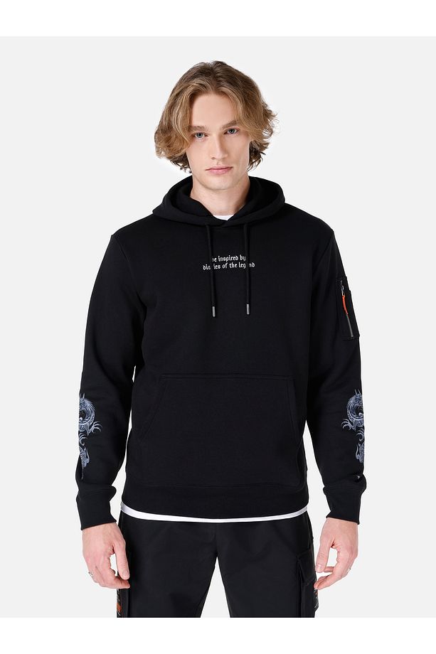 Regular Fit Erkek Siyah Sweatshirt - 1