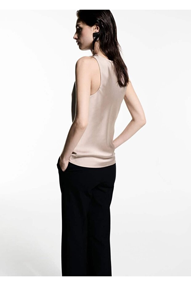 Drapeli yaka saten bluz - 4