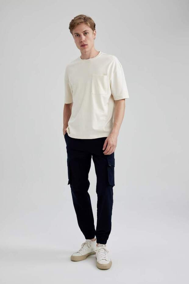 Regular Jogger Kargo Cepli Pantolon Lacivert - 1