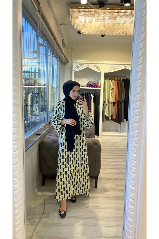 İNVEE 6917 Balon Kol Elbise - 1