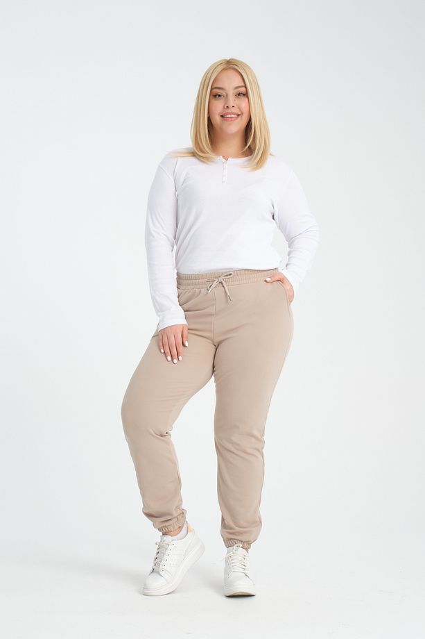 Curve Kışlık Jogger Cepli Dalgıç Kumaş Şardonlu Polar Eşofman Altı - 1