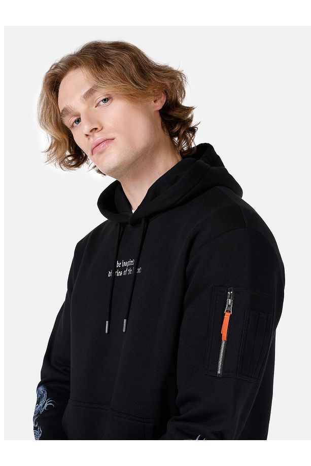 Regular Fit Erkek Siyah Sweatshirt - 5