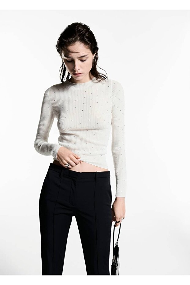 Kordelzugpullover mit Strassdetails - 1