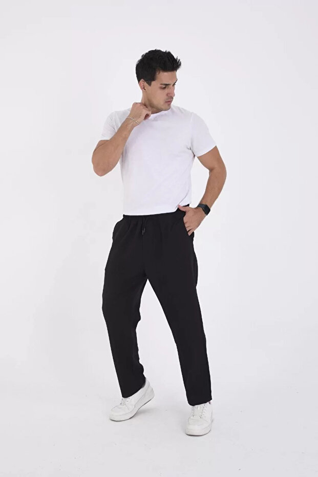 Winter Dumbbell Fabric Basic Sweatpants - Black - 5