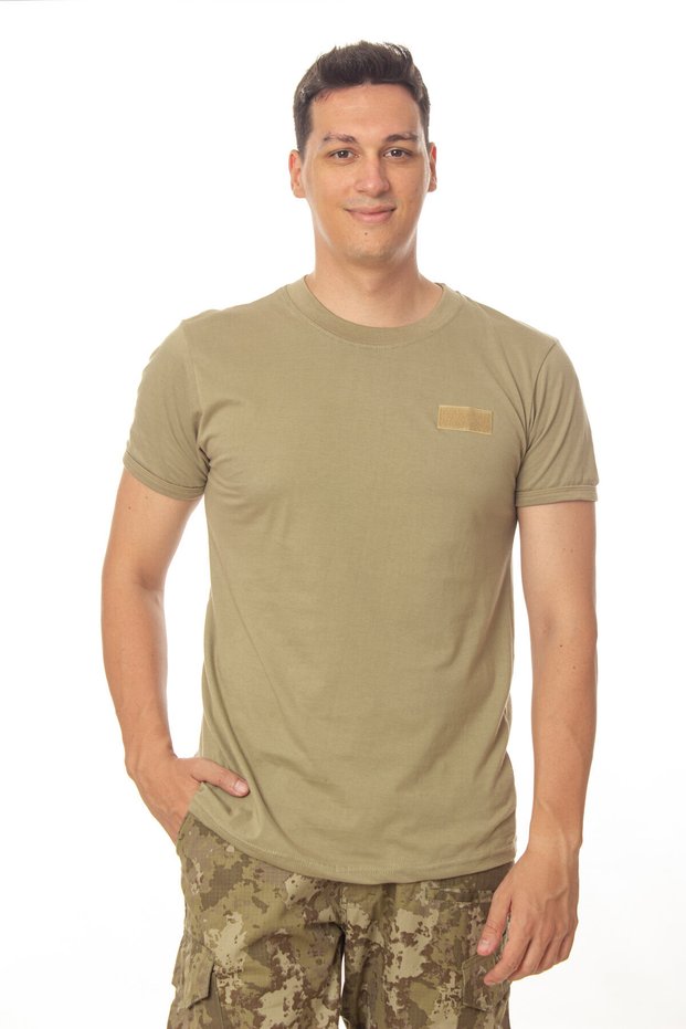 Khaki Colored Short Sleeve Cotton Dark Force Officer Specialist Sergeant Rank Karaci T-Shirt