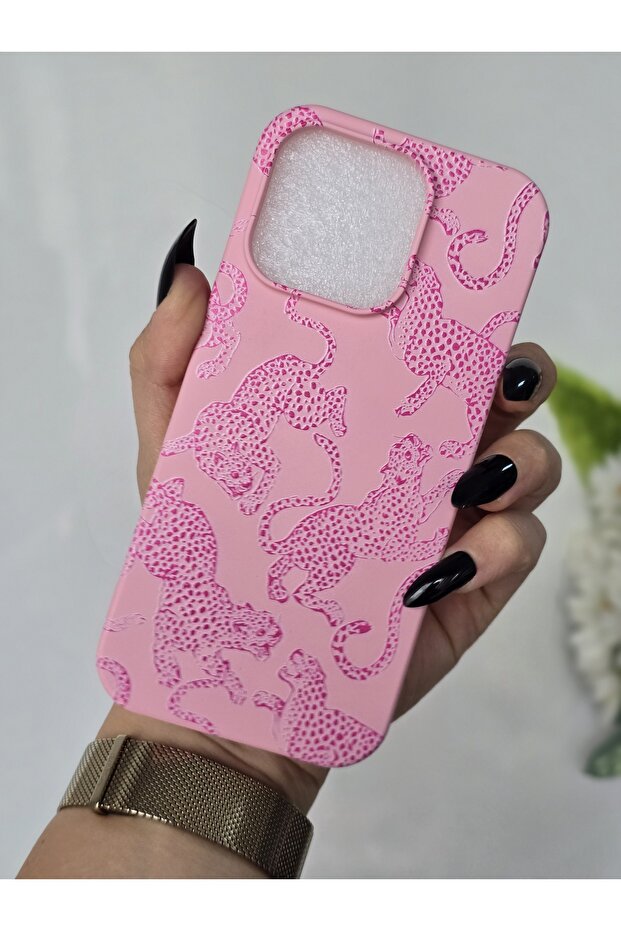 iPhone 16 Pro Compatible Velvet Launch Leopard Printed Case - 3