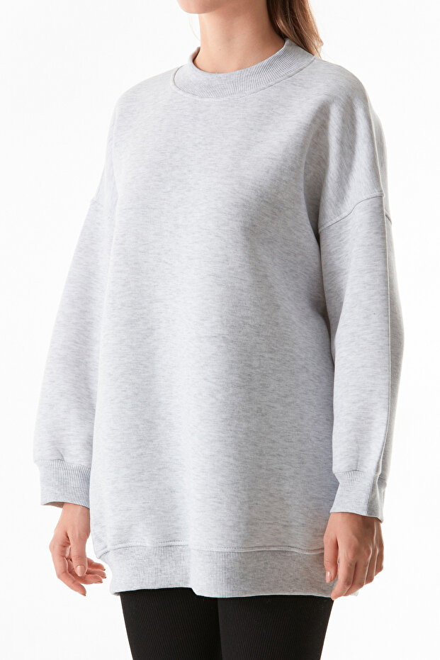 3 İplik Basic Bisiklet Yaka Oversize Sweatshirt - 3