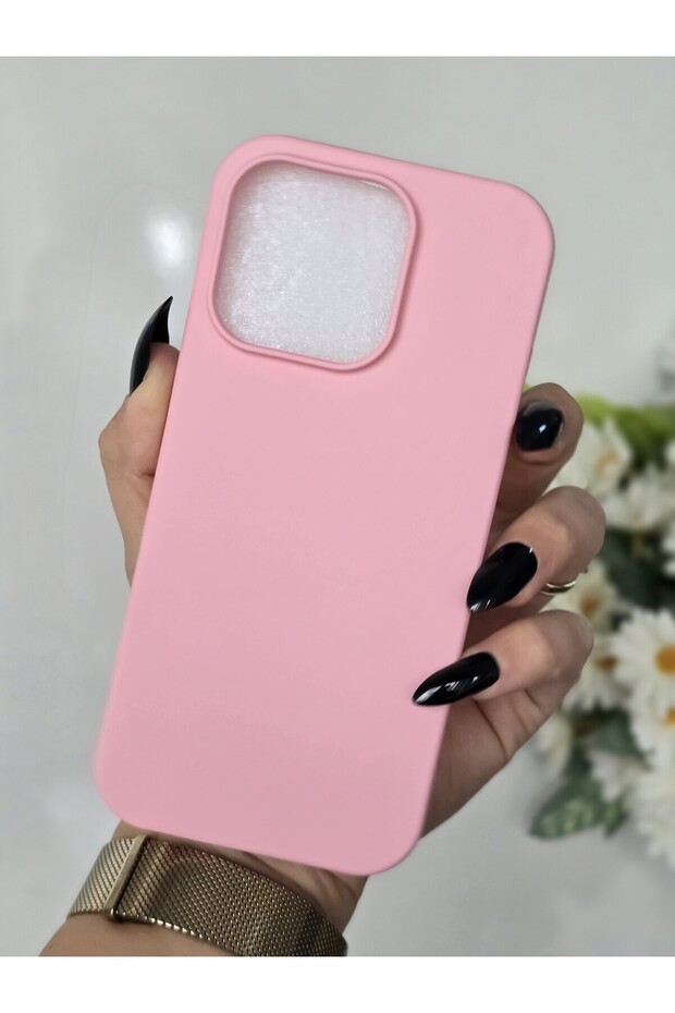 حافظة هاتف مخملية داخلية متوافقة مع هاتف Iphone 16 PRO باللون الوردي - 2
