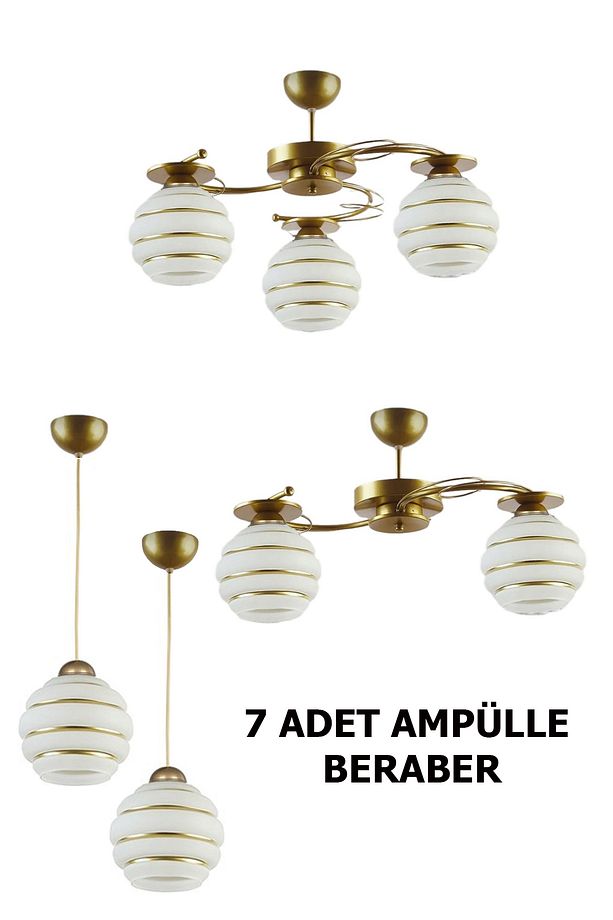 AMPÜL DAHİL MODERN İLAY AVİZE SETİ SALON YATAK ODASI MUTFAK GİRİŞ 2Lİ 3LÜ TEKLİ AVİZE - 1