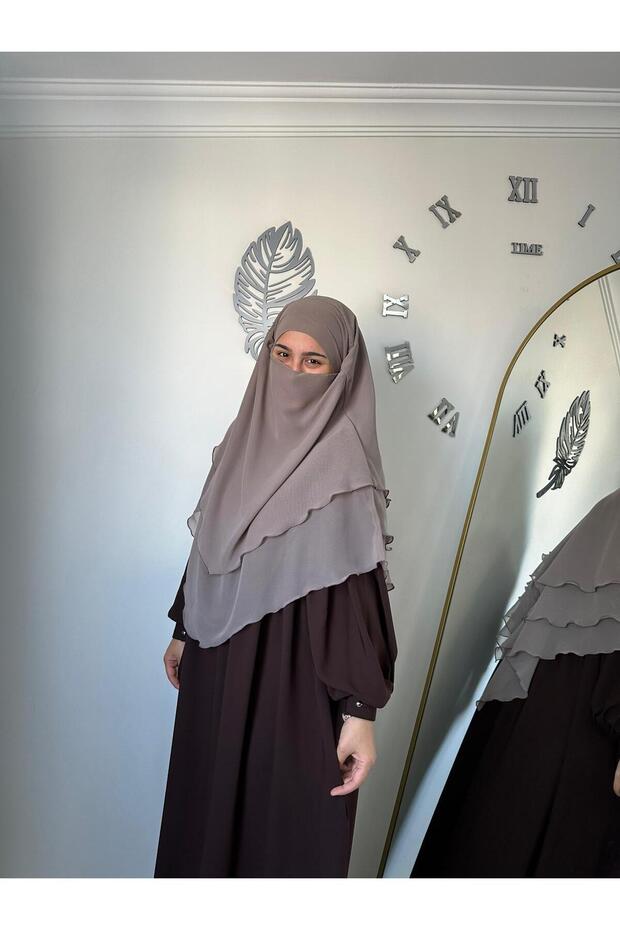 Hijab 3 Layer Chiffon Soufflé with Ready-Made Veil