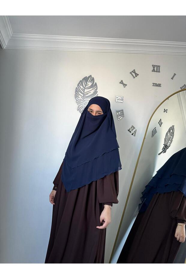 حجاب شيفون سوفليه 3 طبقات مع حجاب جاهز