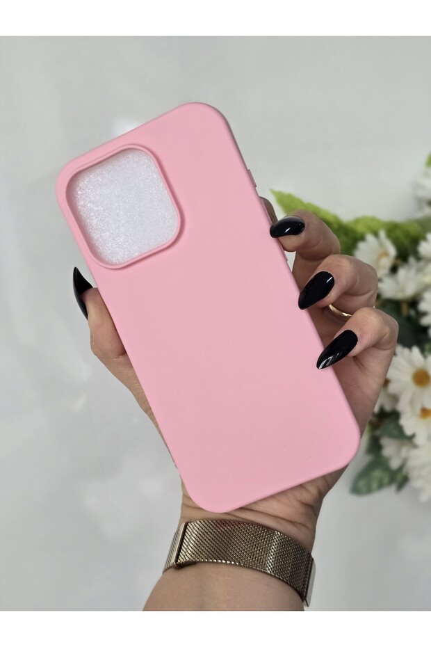 حافظة هاتف مخملية داخلية متوافقة مع هاتف Iphone 16 PRO باللون الوردي - 4