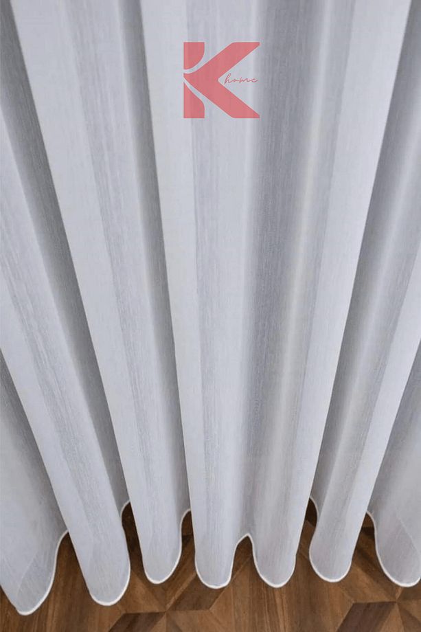 1. Kalite Bambu Doğal Tül Perde, 1/3 Tam Sık Pile, Yüksek Gramaj, Ütü İstemeyen Doku, Ekru - 5