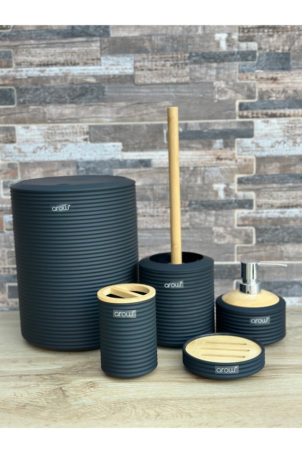 Piazza Black Luxury Bamboo Acrylic Bathroom Set